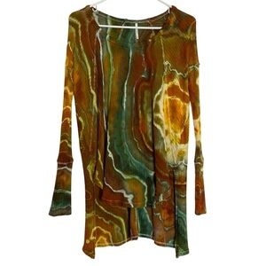 Free People Thermal Shirt Womens Size XS FP Tie Dye Tunic Tee Oversized Handmade
